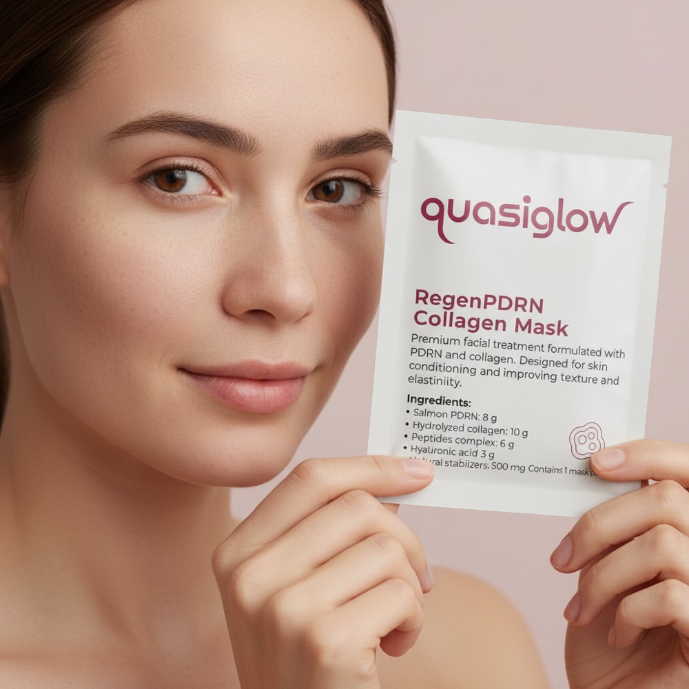 A Quasiglow collagen mask applied for targeted care